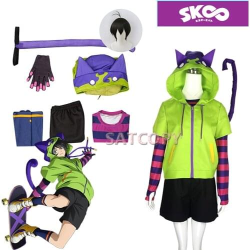 Anime SK EIGHT SK8 the Infinity Cosplay Chinen Miya Costume Hoodie Coat + Top + Shorts + Tail +Socks