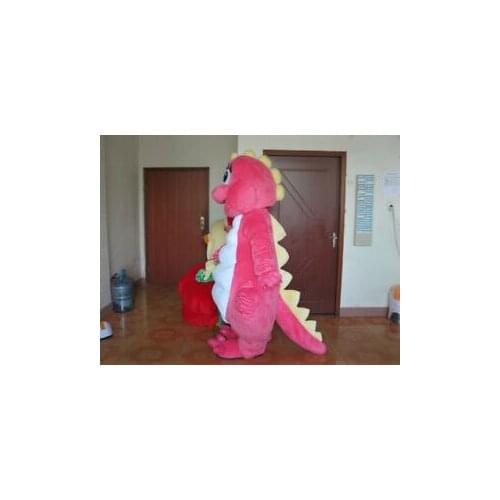 Pink Dinosaur Mascot Costume Halloween Cosplay Party Fancy Dress Adults Parade