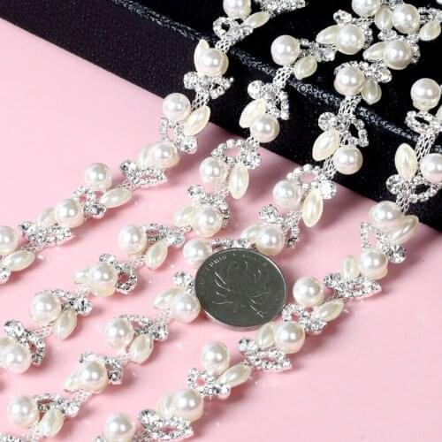 Crystal Rhinestones Chain Silver Base Tirm Rhinestone Applique Chain DIY Wedding Dress Accessories