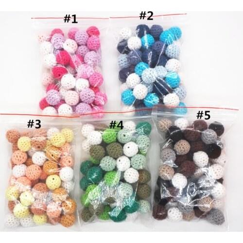 Chenkai 50pcs 16mm 20mm Round Knitting Cotton Crochet Wooden Beads Balls for DIY decoration baby teether jewelry necklace Toy