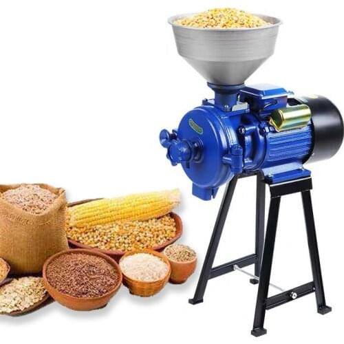 Corn Grinder Household 220v Grinding Feed Wet and Dry Small-scale Universal Grains Ultra-fine Mill with Aluminum/Plastic Funnel
