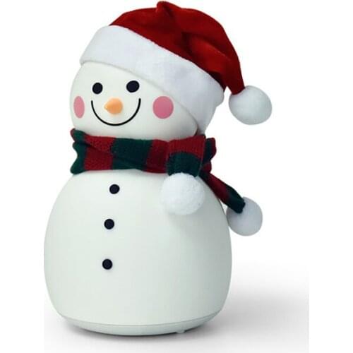 Snowman Music Night Light Lamp Gift, 7 Color Changing, Tap Control Portable Rechargeable Soft Silicone Table Lamp for Bedroom