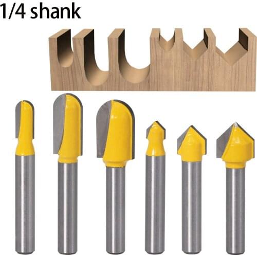 1PC 1/4 Shank round nose bit Router Bits Set Core Box Bit CNC 90 Degree V-Groove Bit For Woodworking Tools wood cutters