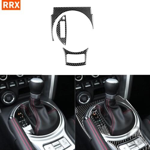 For Toyota 86 Subaru BRZ 2017-2019 Real Black Carbon Fiber Sticker Gearshift Frame Gear Button Panel Interior Car Accessories