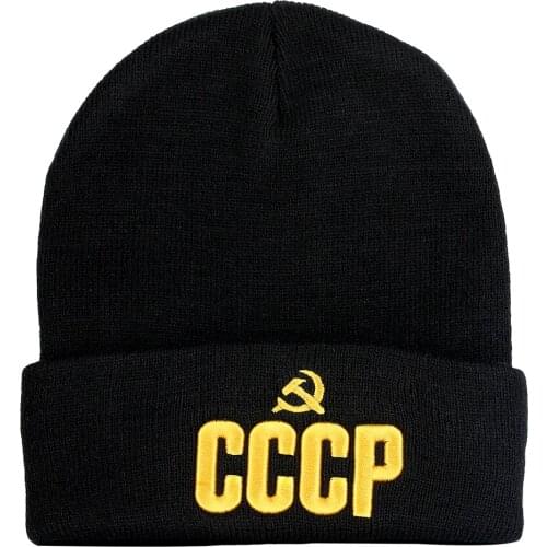 New Russia CCCP 3D Embroidery Knitted Beanie Cap Flexible Cotton Casual Cap Women Fashion Beanies Men Winter Warm Hats Wholesale