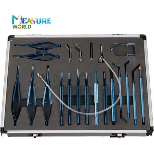 21PCS Titanium Alloy/Stainless steel Eye Ophthalmic Set Instrument Eye Micro Tweezers Scissors Needle Holder Set Surgical Tools