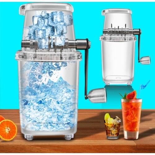 Portable Manual Ice Crushers Hand Shaver Ice Maker Machine Transparent Ice Crusher with Stainless Steel Blades for Fast Crushing