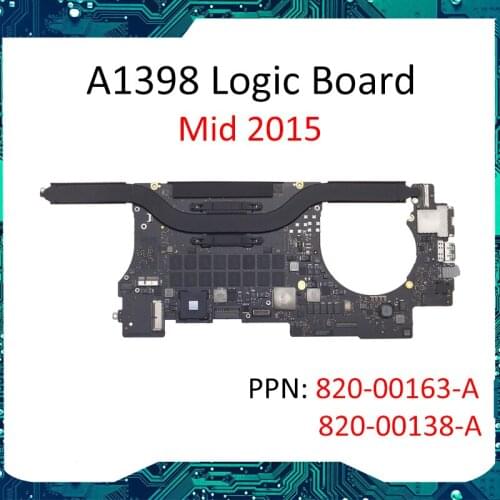 Tested Original A1398 Motherboard 820-00163-A for Macbook Pro Retina 15" A1398 Logic Board 2015 2.2G/2.5G 16GB 820-00138-A
