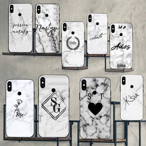 GREY MARBLE INITIALS NAME CUSTOM Phone Case For Xiaomi Redmi note 7 8 9 t k30 max3 9 s 10 pro lite Luxury brand shell