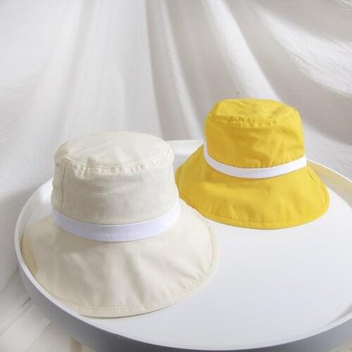 H7651 Women Fisherman Hat Summer Sun Protection Basin Bucket Cap Girl Student Folding Korean Sunscreen Sunshade Chic Retro Hats