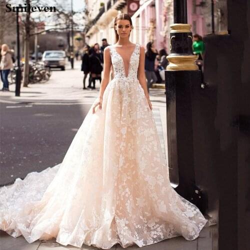 Smileven Princess Wedding Dresses Champagne Lace Bride Dresses Sexy Wedding Gowns Custom Made