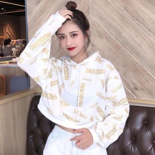 Spring and autumn thin model with cap high waist short exposed navel leakage navel long-sleeved women