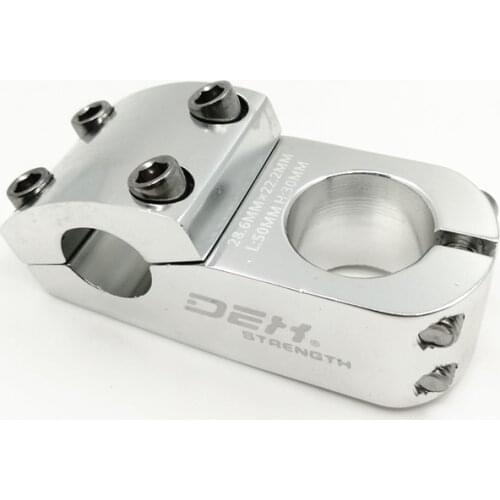 BMX Bicycle Stem 22.2 mm * 28.6 mm High Strength Aluminum Alloy Fixed Gear Bike Stem Silver / Black