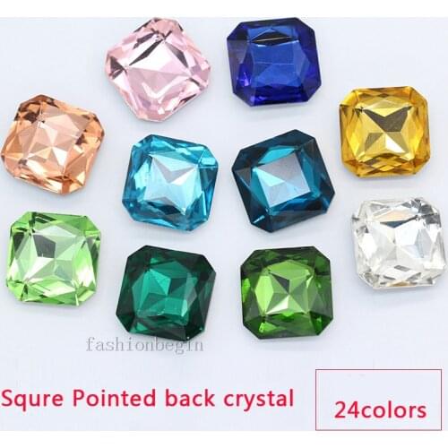 High Quality 18MM 23MM Rhinestones Crystal Square octagon Glass Pointed Loose Beads For Jewelry Clothing Wedding Decoration