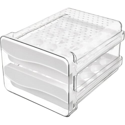 Egg Storage Box Refrigerator Fresh-Keeping Drawer Egg Box Double-Layer 40-Compartment Transparent Egg Tray Organizer