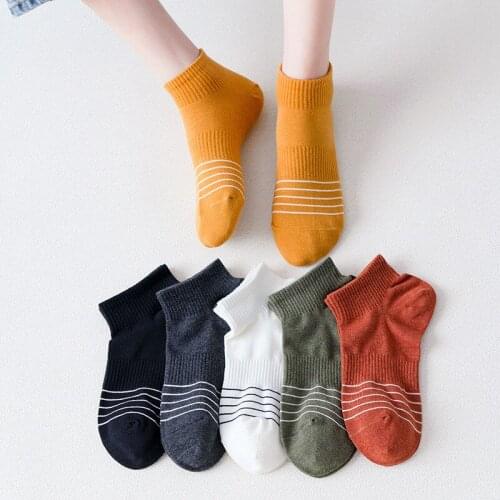 Woman Socks Spring New Fashion Summer Solid Color 100% Cotton Women Soft Cotton Ankle Sock Women Casual Breathable Socks Striped