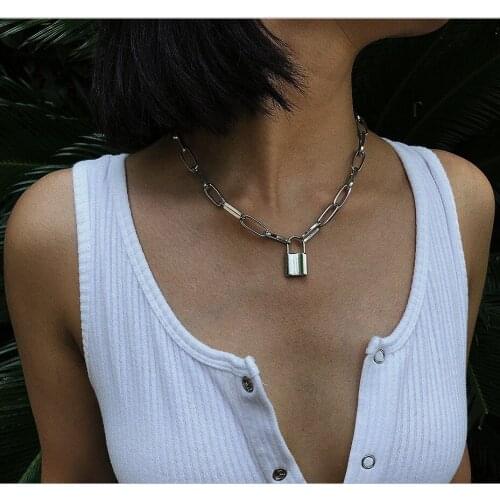 Jewelry personality punk lock necklace sweater chain necklace feminine hip hop jewelry