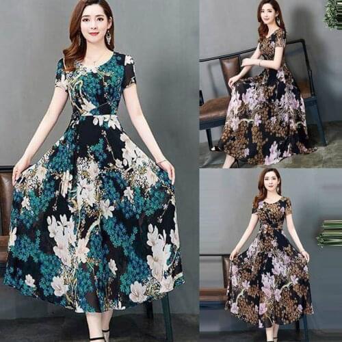Fashion Casual Women O-Neck Short Sleeve Dress Printed Slim A-Line Dress Vintage Style Wrap Dress Autumn Spring dress 2020