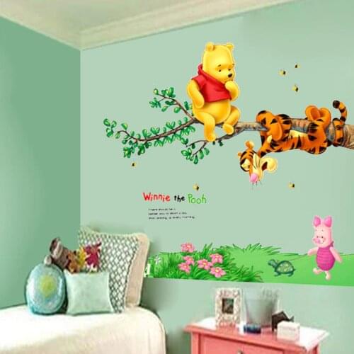 Animal cartoon Winnie Pooh tree wall stickers for kids rooms boys girl home decor wall decals home decoration wall paper