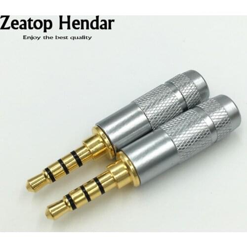 100Pcs Gold Plated 3.5mm 4Pole Male Stereo Jack Plug Audio Solder for DIY Repair Headphone Connector