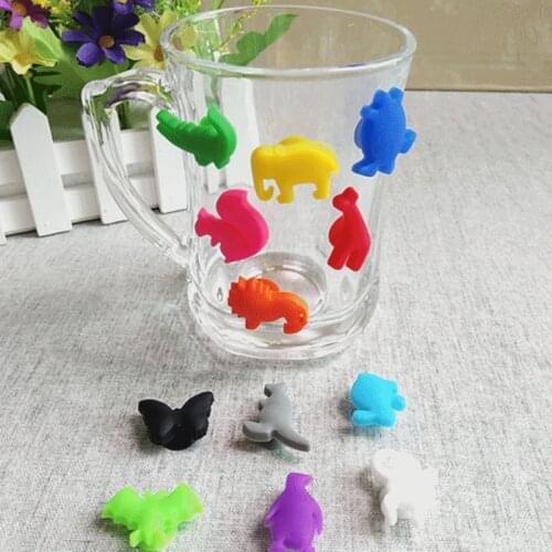 12PCS/ Set Party Dedicated Animal Suction Cup Wine Glass Silicone Label Silicone Wine Glasses Recognizer Marker Tea Holder