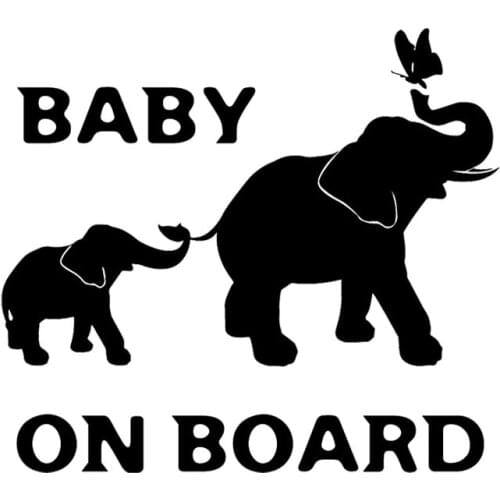 17.5X15.5CM BABY ON BOARD Elephant Playing Animal Decal Whole Body Decoration Car Sticker