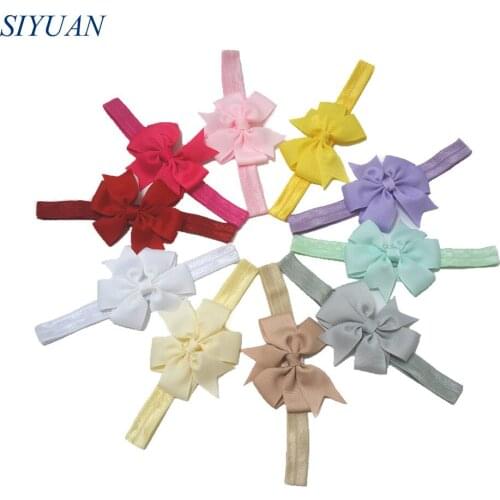 200pcs/lot 3 Inch Grosgrain Ribbon Bow Headband Girl Popular Bandages 40 Color Available HB027