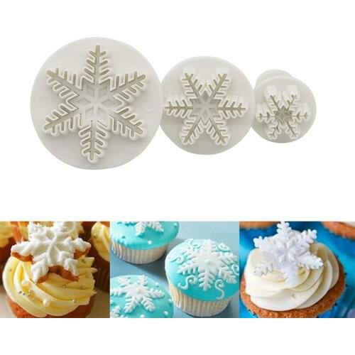 3pcs/Set Snowflake Plunger Cutter Cake Mold DIY Fondant Cake Sugarcraft Decor