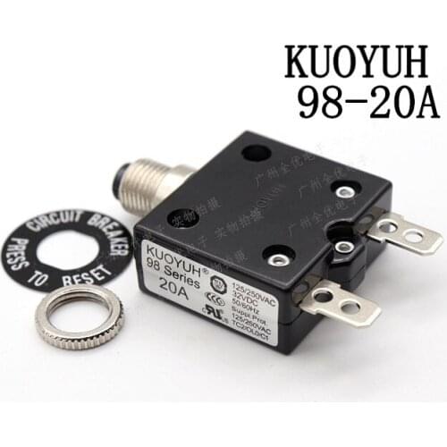 3Pcs Taiwan KUOYUH 98 Series-20A Overcurrent Protector Overload Switch