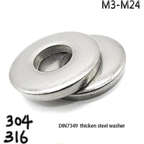 304 or 316 thicken steel washer DIN7349 Flat washer ring fastener hardware heavy duty M3M4M5M6M8M10M12M16M20