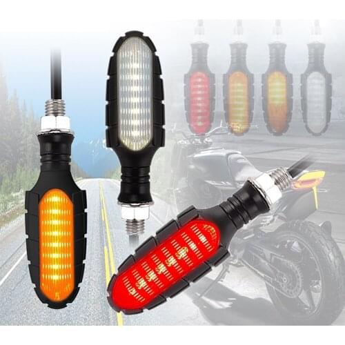 4PCS Motorcycle Indicators Flowing Turn Signal Lights Motorbike Turning Indicators Daytime Running Lights Taillights Brake Light