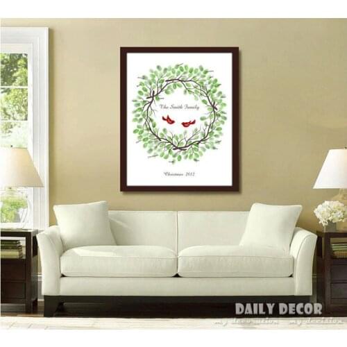 60*80cm DIY Custom Fingerprint Signature Tree Attendance Book , Signed Books Weddding Supplies and 6pcs inkpads free shipping