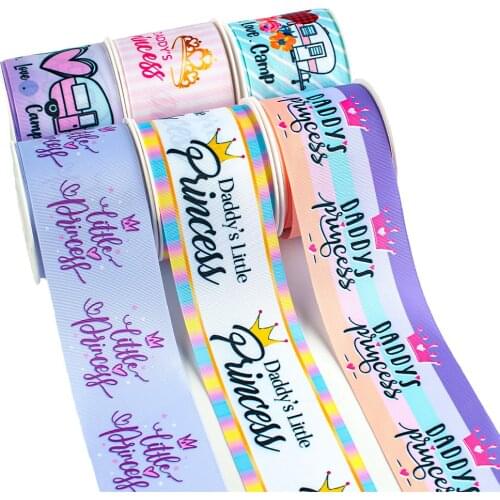 Cute Girl Character Printed Princess Grosgrain Ribbon 5Yards for DIY Hair Bow Handmade Material Headdress