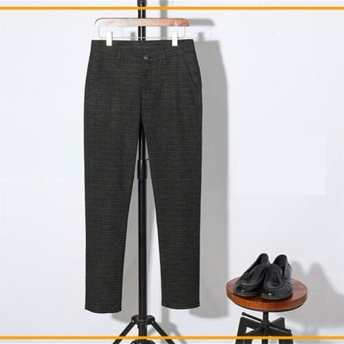 Spring Classic New High Quality Mens Striped Micro Elastic Casual Pants Business Dresse Mens Summer Slim Stretch Long Trouser