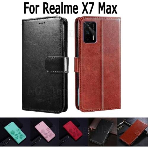 Case For Realme X7 Max Cover Etui Flip Wallet Stand Leather Book Funda On Realme RMX3031 Case Magnetic Card Protective Shell Bag