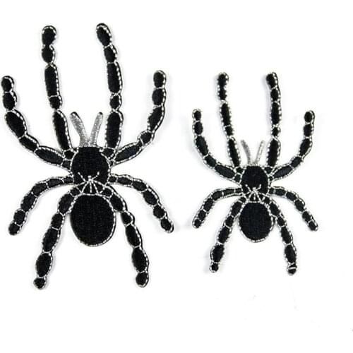 Black Spider Punk Iron on Patch Embroidery Patch DIY Stickers Patches for Clothing Animal Applique Sew On Badges Accessories