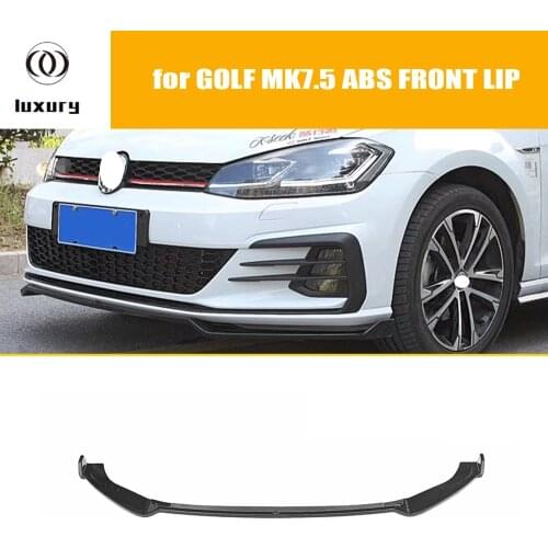 ABS Black Front Bumper Lip Chin Spoiler for Golf 7.5 MK7.5 GT-I & R & R-LINE Bumper 2018 up ( Not fit 7.5 Standard & MK7 )