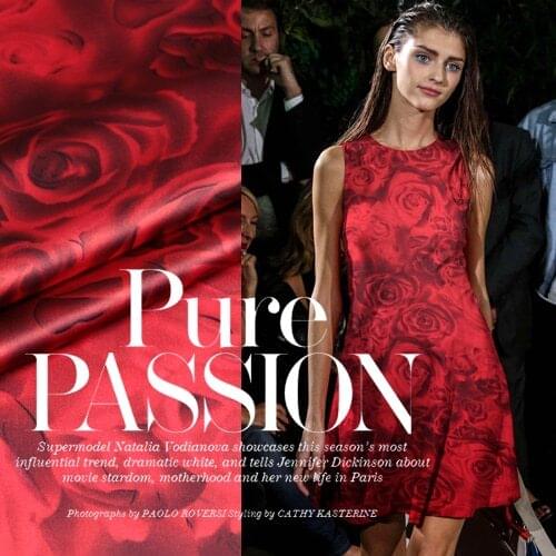 CNUM SS017 SP091 Pure Silk/Roses' Love/High Quality Fashion Print/Silk Fabric /Width 1.18-1.25yd/2 Patterns Available