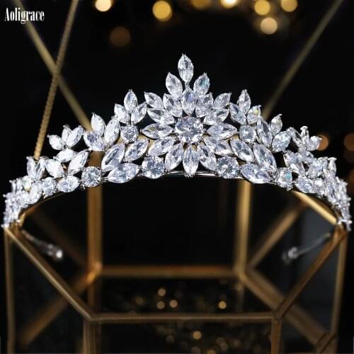CZ Cubic Zirconia Crowns Zircon Birthday Party Bridal Quinceanera Pageant Tiaras Jewelry Wedding Hair Accessories for Women