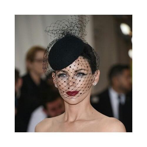 New Black Veils For Bridal Wedding Net Birdcage Veils Vintage Woolen Charming Wedding Veil Hats Fascinator Dinner Party