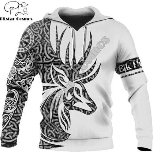 Deer Viking Tattoos Vibes All Over Printed 3D Hoodie Harajuku Fashion hooded Sweatshirt Unisex Casual Jacket pullover DW0029