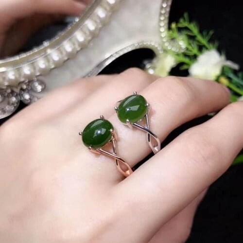 Natural And Real Jade Ring Stone Rings Solid 925 Silver Gemstone Ring