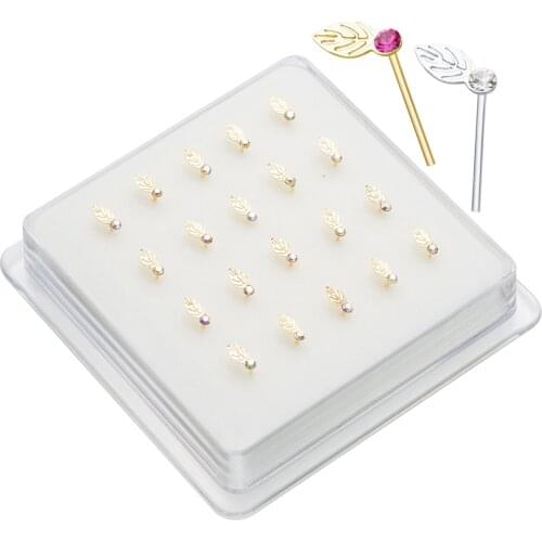 20Pcs/Set 925 Sterling Silver Nose Ring Nose Piercing Leaf Shaped Cute Gift For Women Girl Body Piercing Nariz Jewelry Argolla