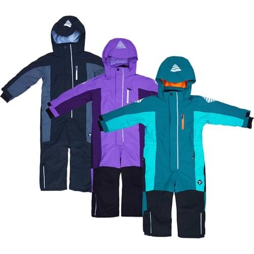 Childrens one-piece ski suits, big childrens winter suits, quilted, wind-proof, outdoor jackets, warm snow-country equipment