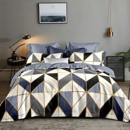 Geometry Bedding Set White Duvet Cover 2 People Quilts For Double Bed