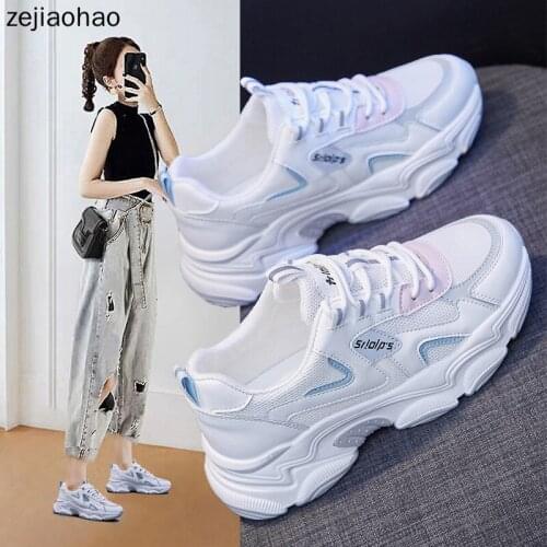 Zejiaohao Autumn Women Shoes Flats Causual Ladies Sports Shoes Fashion Air Mesh Lace Up Light Breathable Female Sneakers KT2113