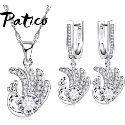 Fashion Vintage Design 925 Sterling Silver Jewelry For Women Jewelry Set Peacock Pendant Necklace Wedding AnniversaryGift