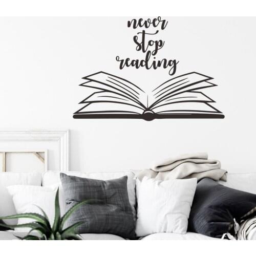 Wall stickers bedroom Text wand aufkleber muursticker never stop reading study vinilo decorativo pared muraux naklejki vinilo