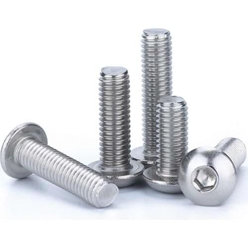 304 Stainless Steel M5 M6 Length 8/10/12/16/20/25/30 Hex Socket Round Screw Bolt Cap Screws Fasteners