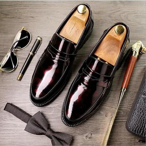 New New Mens Loafers Leather Business Office Wedding Shoes Man Dress Shoes Wedding Moccasin Party Footwear oxfords shoes 96